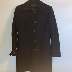 Giacca Black Wool Button Down Trench Coat